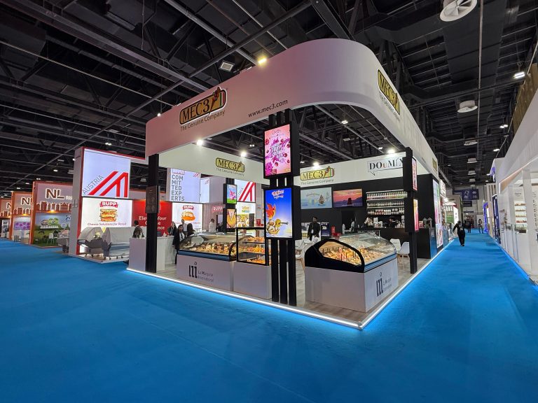 gulfood booth builder, exhibition display stand dubai, dubai exhibition booth expert, food industry stand design gulfood, double deck booth gulfood 2025, gulfood trade show stand contractor